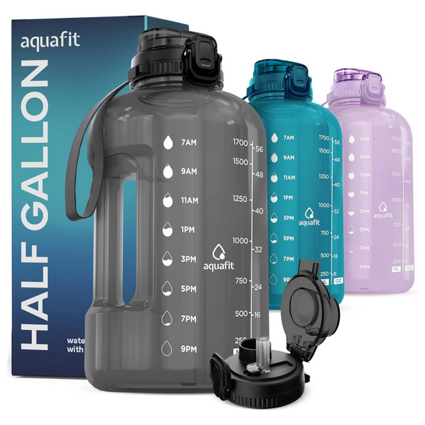 64oz BPA Free Half Gallon Large Water Bottle With Time Marker