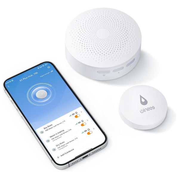 Winees WiFi Water Leak Detector With 100dB Adjustable Alarm