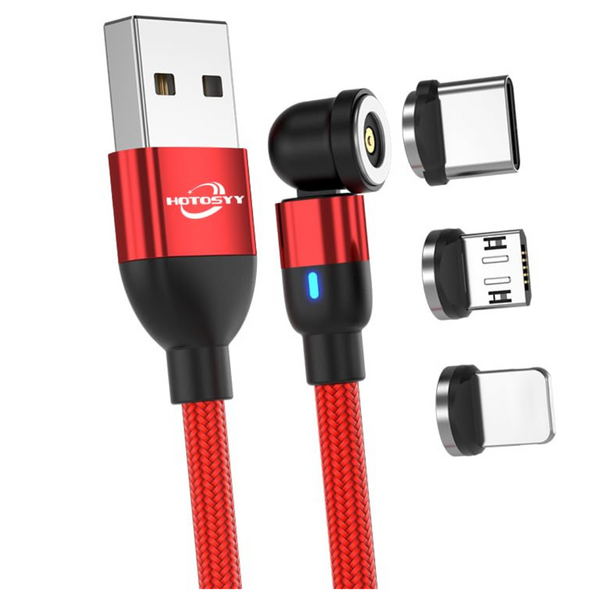 Hotosyy 3-In-1 USB-C Magnetic Phone Charging Cable With LED Light (Various)