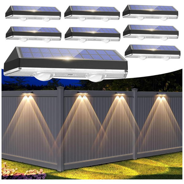 8 Pack Solar Outdoor Waterproof Fence Lights