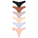 6-Pack Women's No Show V-Waisted Invisible Sexy Panties Thongs