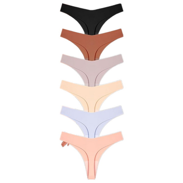 6-Pack Women's No Show V-Waisted Invisible Sexy Panties Thongs