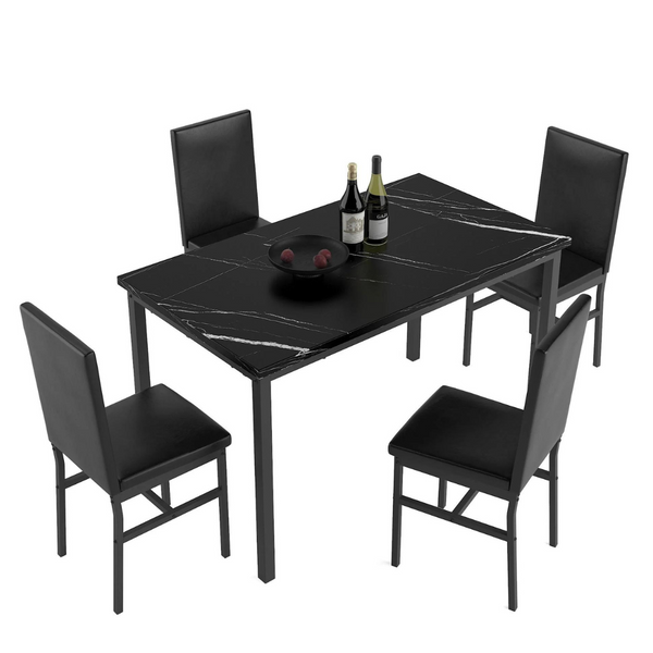 5-Piece Segmart Modern Faux Marble Tabletop Dining Table Set (Various)