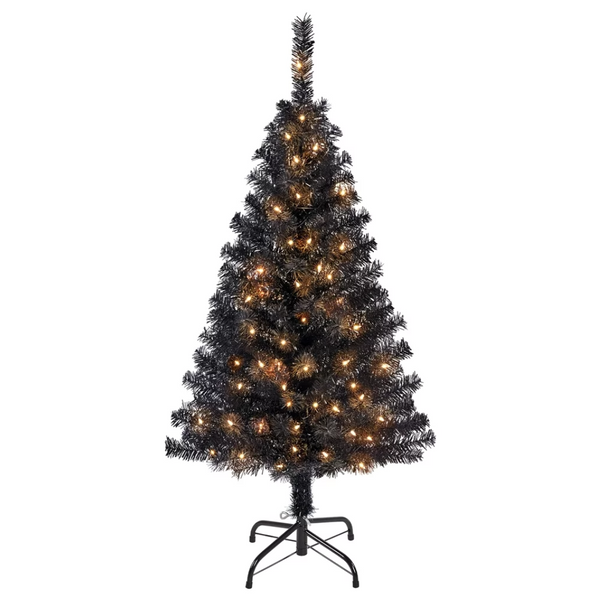 Pre-Lit 4' Artificial Black Halloween Tree