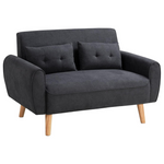 Shintenchi 47" Black Wood 350 lbs Weight Capacity Loveseat Sofa