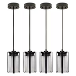 4-Pack ETi Matte Black Integrated LED Pendant Light
