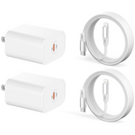 2-Pack 20w PD USB-C Adapter Charger And 6ft Cables