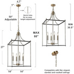 Durent Lighting Modern 4-Light Black And Gold Lantern Chandelier