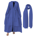 Women's Abaya Open Front Cardigan Dress With Hijab Scarf