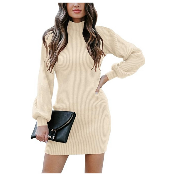 Women's Fall Winter Slim Fit Turtleneck Long Sleeve Sweater Dress (Various)