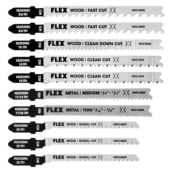 FLEX 10-Piece T-Shank Jigsaw Blade Set