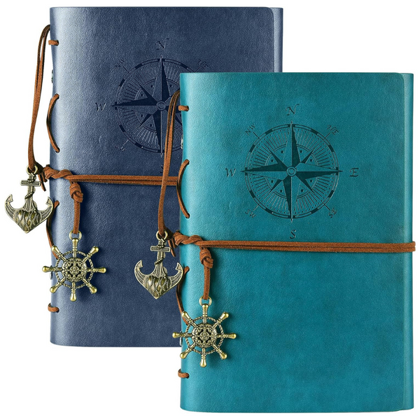 2-Pack Faux Leather Vintage Journal Notebook (Size-A6, 320 Pages)