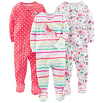 Simple Joys By Carter’s Girls’ 3-Pack Snug Fit Footed Cotton Pajamas