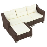4-Piece Patio Festival Wicker Outdoor Sectional Set With Beige Cushions