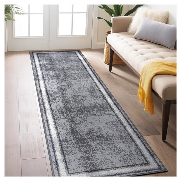 Rugshop Contemporary Distressed Bordered Soft Runner 2'x7' Rug