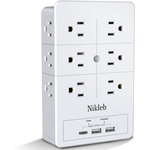 Nikleb Multi Plug Outlet Extender Surge Protector With USB Ports & C Adapter