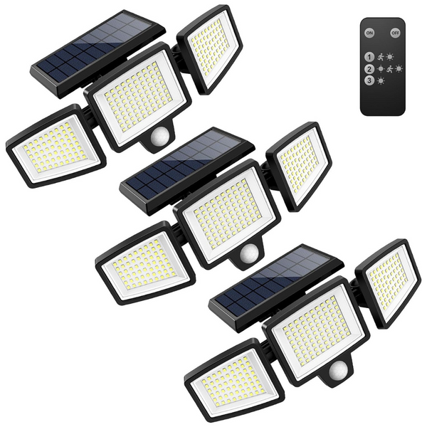 3-Pack Tuffenough 210 LED 2500LM Solar Outdoor Security Lights