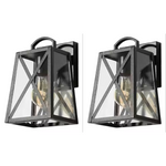2-Pack Modern Black Outdoor Wall Lantern