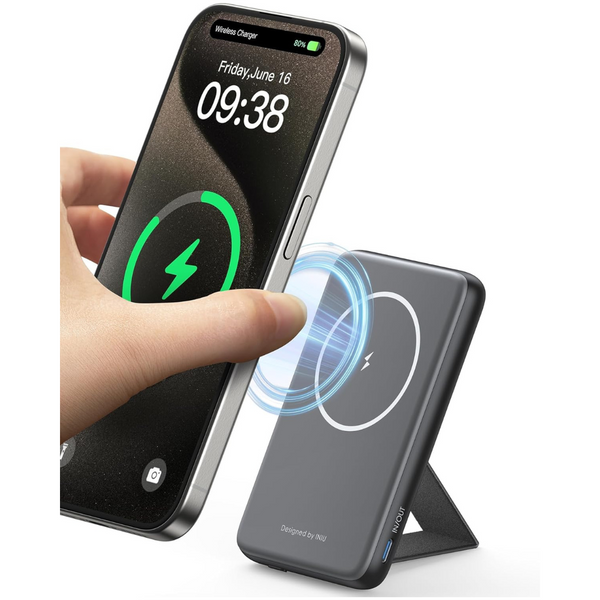 Iniu Ultra Slim 6000mAh 20w Magnetic Power Bank With Foldable Stand