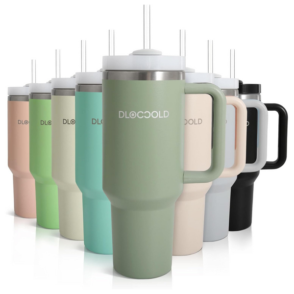Dloccold Insulated Tumbler with Handle, Lid & Straw, 40 Oz