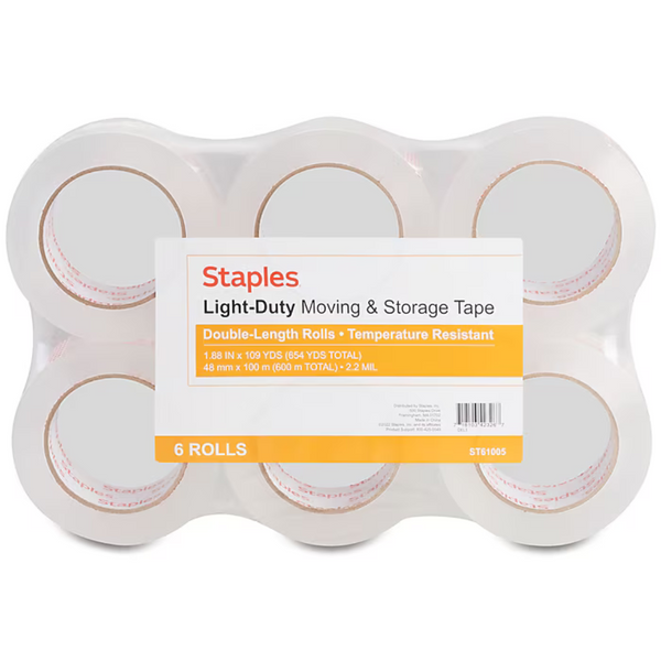 6-Pack Staples Lightweight Moving & Storage Packing Tape (1.88" x 109 Yds)