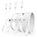 4-Pack 60W USB-C To USB-C Cables (1/3/6/10 ft)
