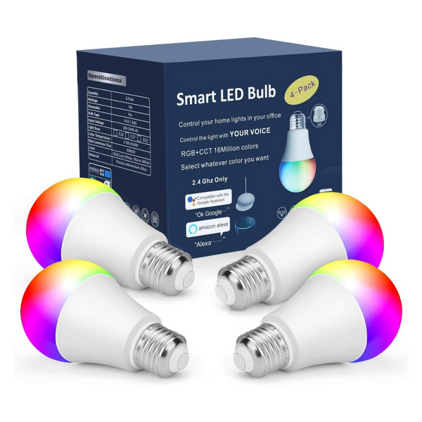 4-Pack Ohlux 7W 2.4GHz WiFi & Bluetooth Music Sync Smart Light Bulbs
