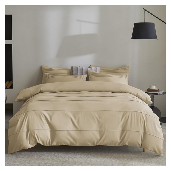 Queen Size Ultra Soft Khaki Duvet Cover Set - 3 PCS