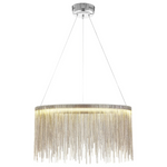 Siljoy Round Aluminum Tassel Chrome Chandelier (Size: Dia24" x H14")