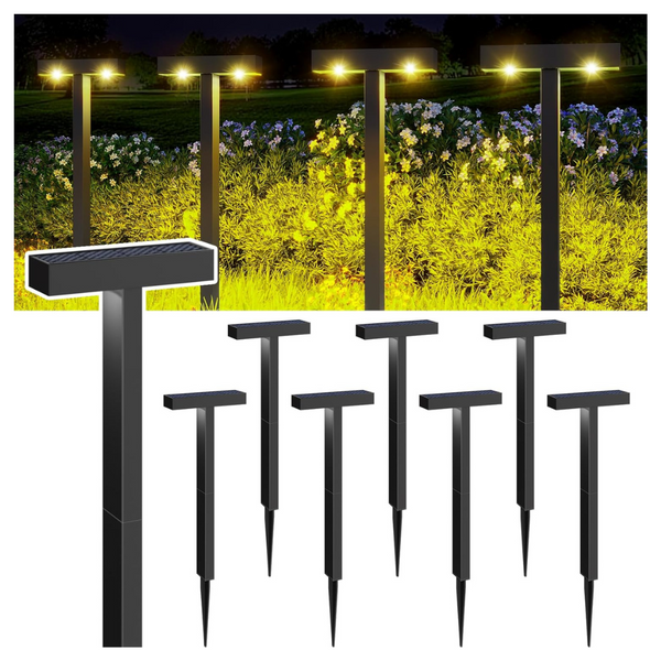6-Pack Kinkai T Shape Solar Lights Outdoor Waterproof Solar Pathway Lights