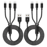 2-Pack IDISON 4FT 3 In 1 Charger Cable Nylon Braided Multiple USB Cable