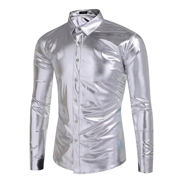 Men's Metallic Shiny Nightclub Slim Fit Shirts