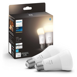2-Pack Philips Hue White 75W A19 LED Medium Lumen Smart Bulb