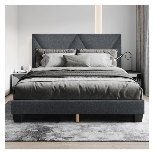 10-Slats Support Full Size Wood Platform Bed Frame (80"L x 60"W x 45"H)