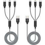 2-Pack 3-in-1 Nylon Braided Lightning Multi USB Cable