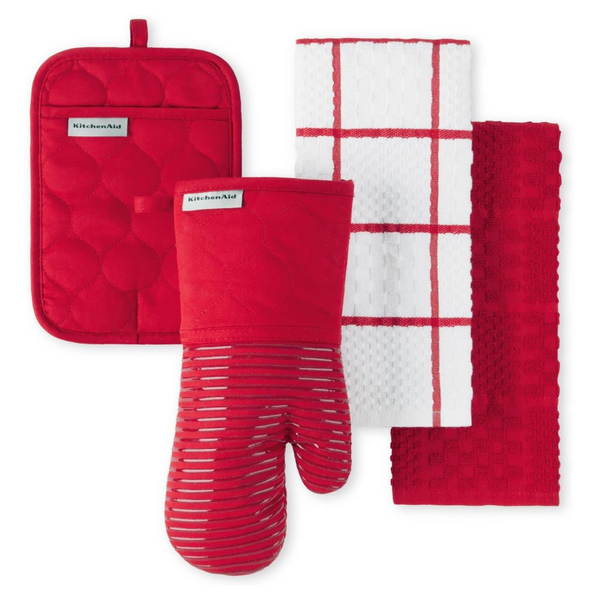 4-Pack KitchenAid Quilted Cotton Terry Cloth Oven Mitts