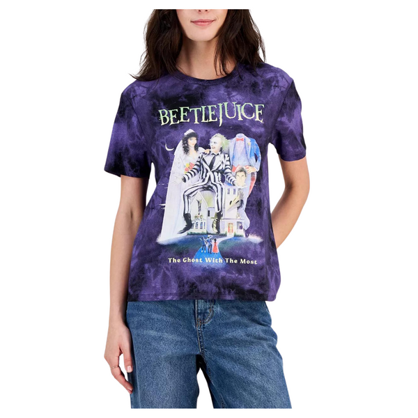 Love Tribe Juniors Beetlejuice Halloween Graphic Crewneck Tee