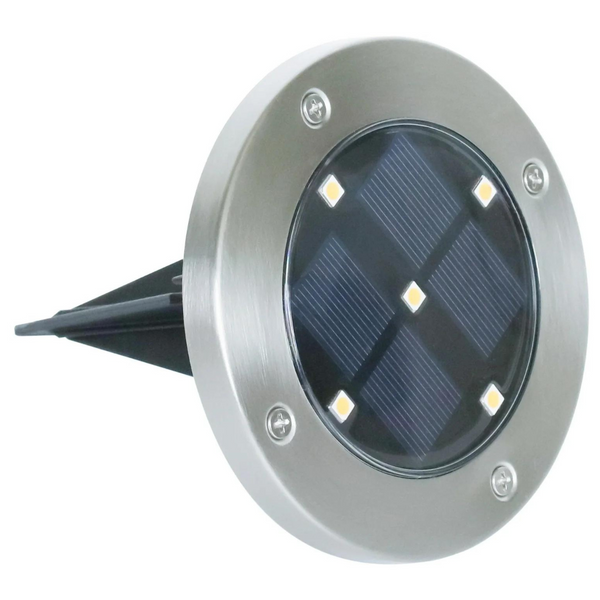 4-Pack Mainstays Solar Powered Stainless Steel LED Landscape Disc Lights