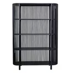 Storied Home 3-Tier 67.5" Slatted Book Shelf, Mango Wood Frame (Black)