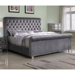 Best Master Furniture Jean-Carrie Upholstered Velvet Sleigh Queen Bed