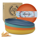 Set Of 8 Microwave And Dishwasher Safe Wheat Straw Plates