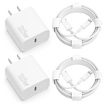2-Pack 20W USB-C Wall Charger Adapter W/ 6ft USB-C To Lightning Cable