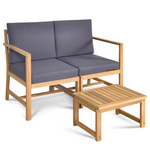 3-Piece Costway Wood Patio Garden Furniture Conversation Set