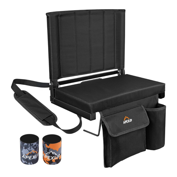Portable Wide Stadium Bleacher Seats W/ Large Pocket & Cup Holder