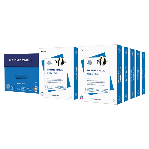 Hammermill Copy Plus 8.5″ x 11″ Copy Paper (20 Lbs., 92 Brightness, 5000 Sheets/Carton)