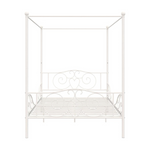 DHP Metal Canopy Sturdy Bed Frame With Four Posters (Full, White)