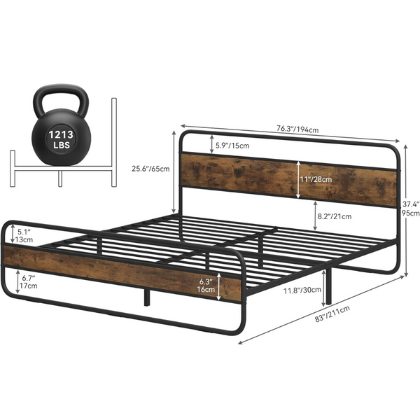 Yitahome King Bed Frame with Wood Headboard and Footboard