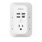 Addtam 5-Outlet Wall Charger Surge Protector With 4-USB Ports