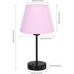 Set of 2 Nightstand Table Lamps with USB Ports with Fabric Shade