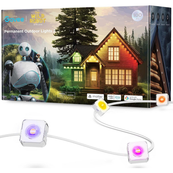 Govee Permanent Outdoor Lights 2 100Ft RGBIC Outdoor Lights W/72 LED Lights